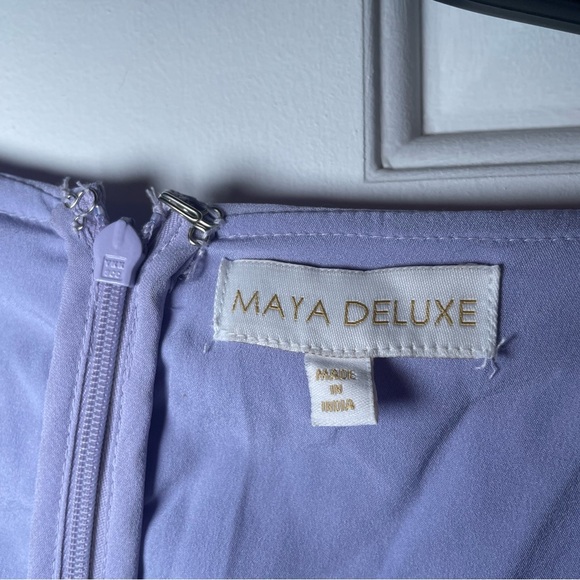 Maya Delux Mini Dress Size 4 Lilac Sequined Pink Lilies Flutter Sleeves Beaded - Picture 6 of 11